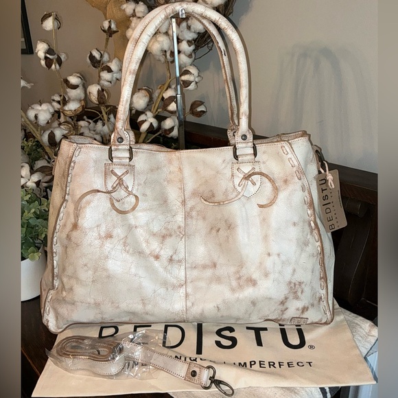 Bed Stu Handbags - NWT Bed Stu Leather Rockaway Shoulder Crossbody Bag Tote Nectar Lux MSPR $345
